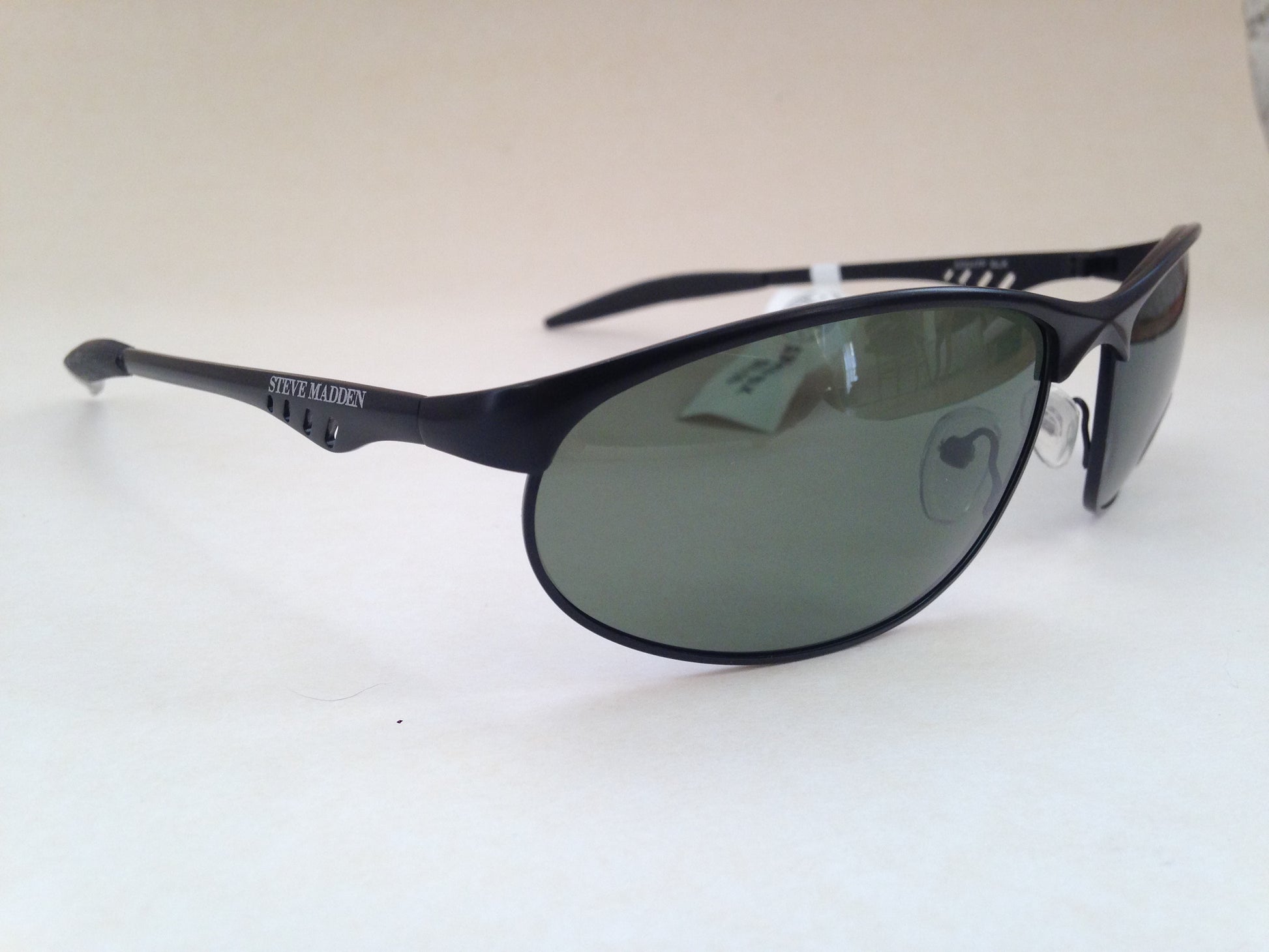 Steve Madden Sunglasses Polarized Sport Black Metal Frame Green Lens S3047P Blk - Sunglasses