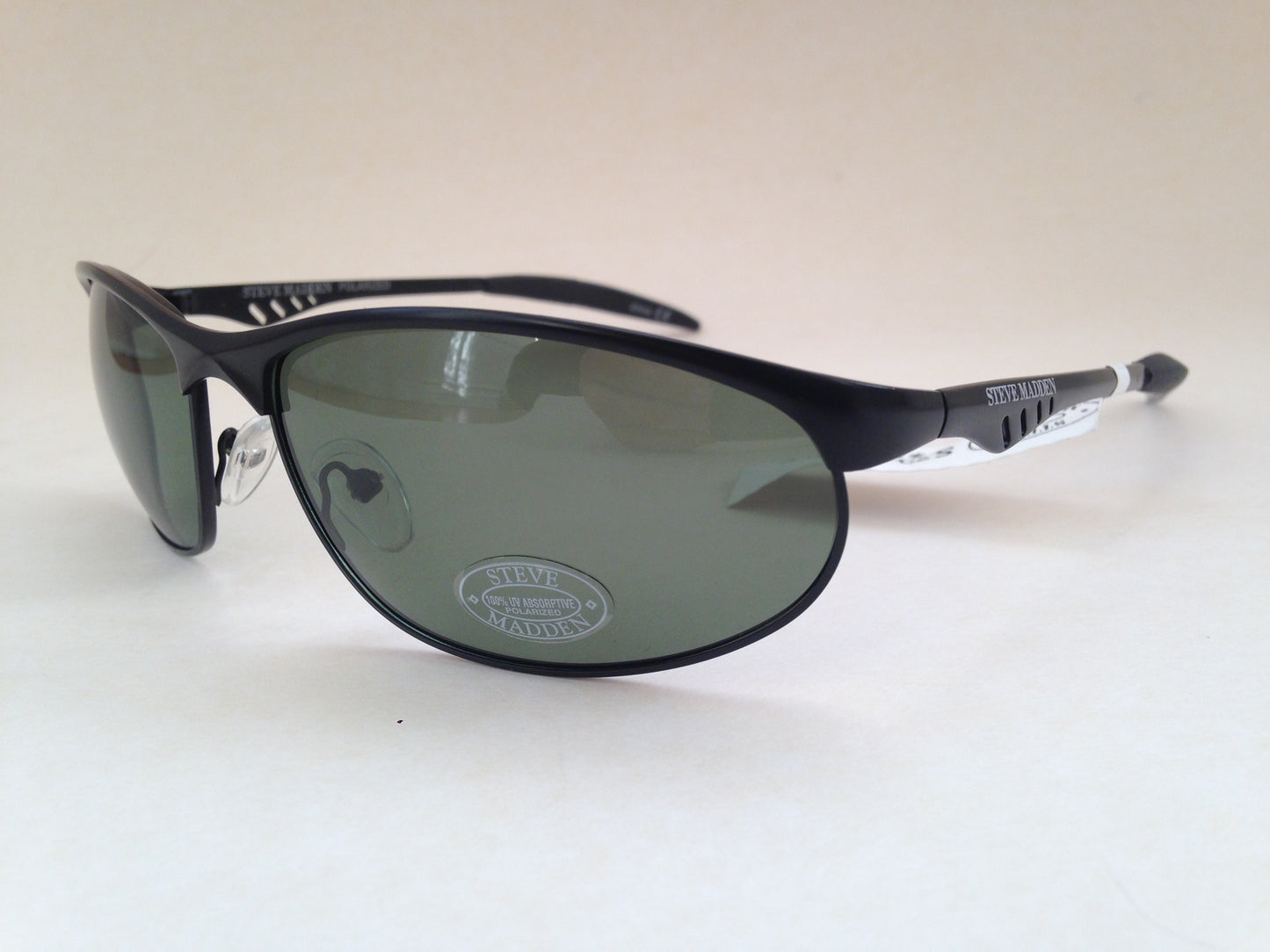 Steve Madden Sunglasses Polarized Sport Black Metal Frame Green Lens S3047P Blk - Sunglasses