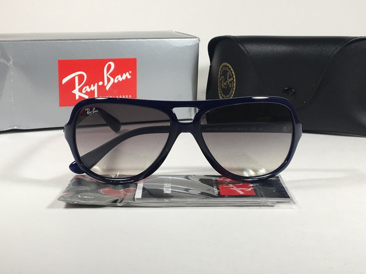 Ray-Ban Turbo Aviator Sunglasses Navy Blue Nylon Frame Gray Gradient Lens RB4162 629/32 - Sunglasses