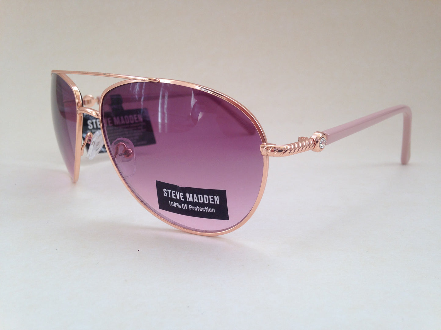 Steve Madden Aviator Sunglasses Rose Gold Pink Purple Gradient Rhinestone S5187 ROSE GOLD - Sunglasses