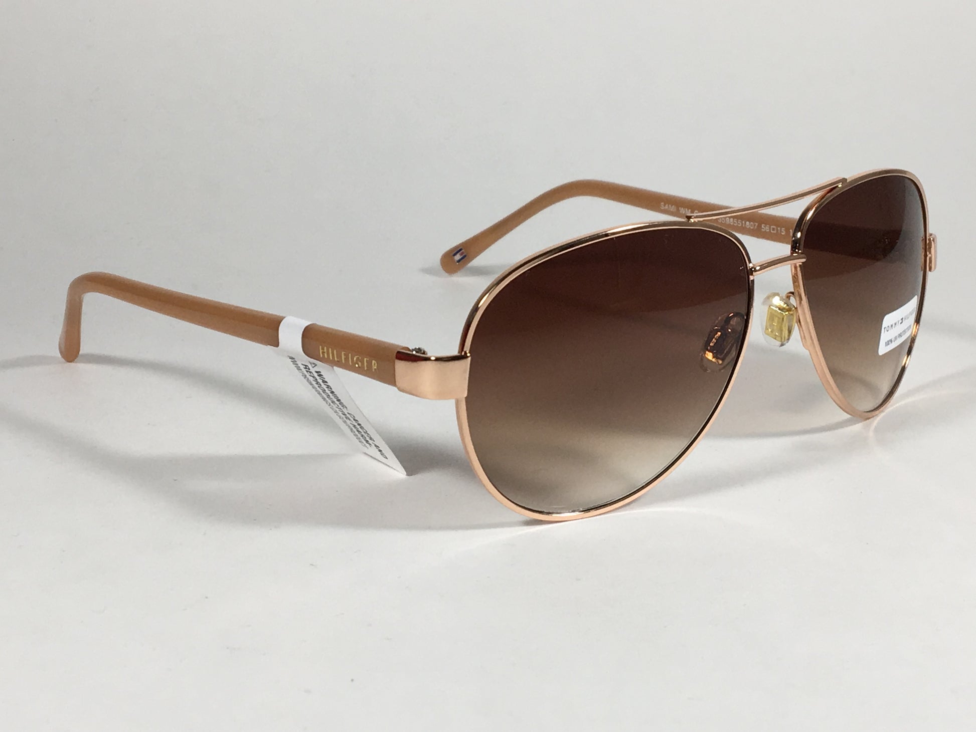 Tommy Hilfiger Sami Aviator Sunglasses Rose Gold and Nude Frame Brown Gradient Lens SAMI WM OL311 - Sunglasses