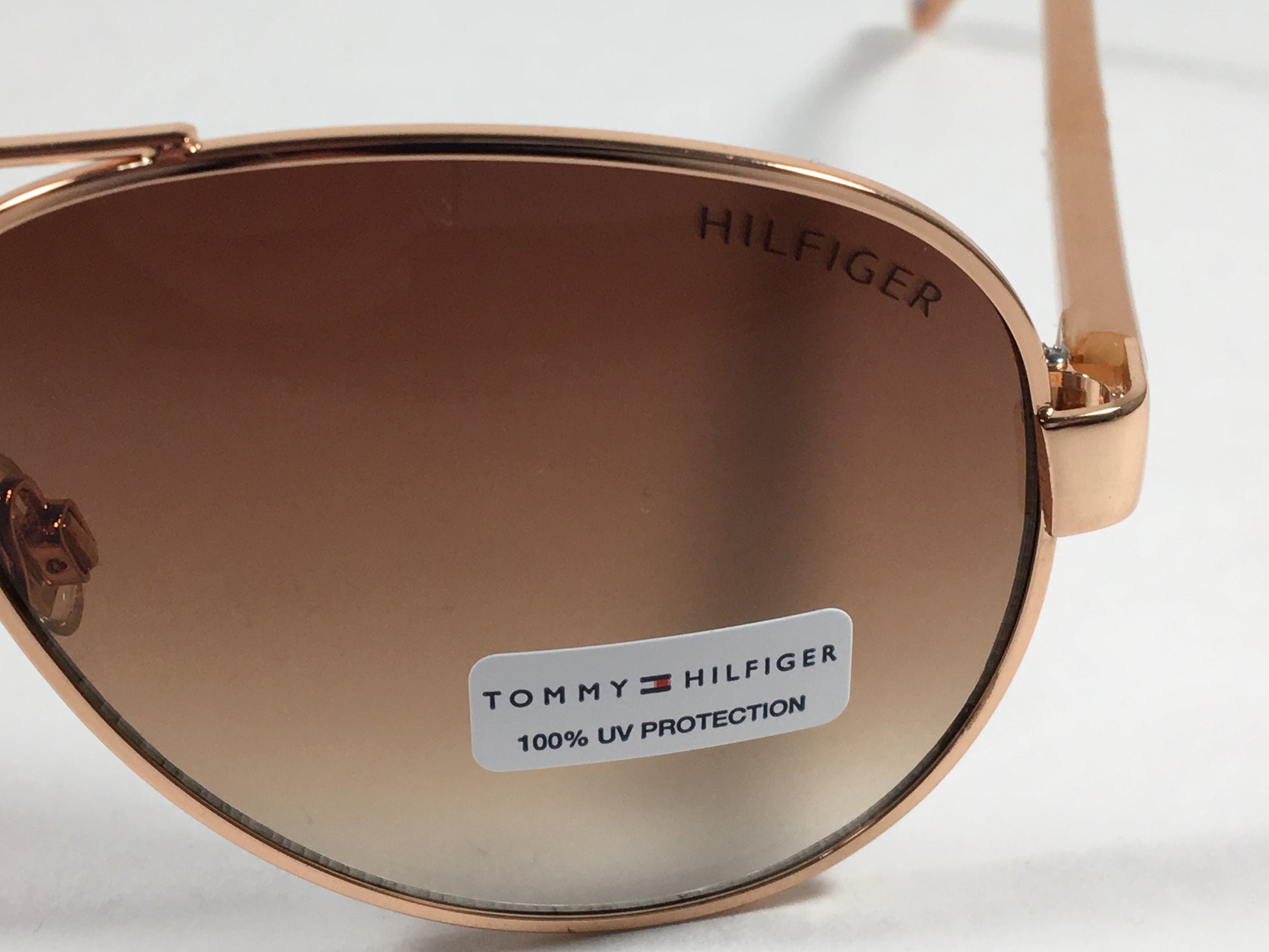 Tommy Hilfiger Sami Aviator Sunglasses Rose Gold and Nude Frame Brown Gradient Lens SAMI WM OL311 - Sunglasses