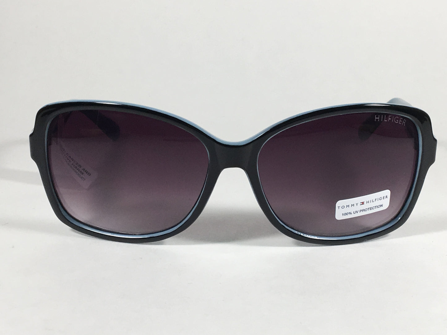 Tommy Hilfiger Alma Sunglasses Two Tone Black Light Blue Frame Smoke Purple Gray Lens ALMA WP OL351 - Sunglasses