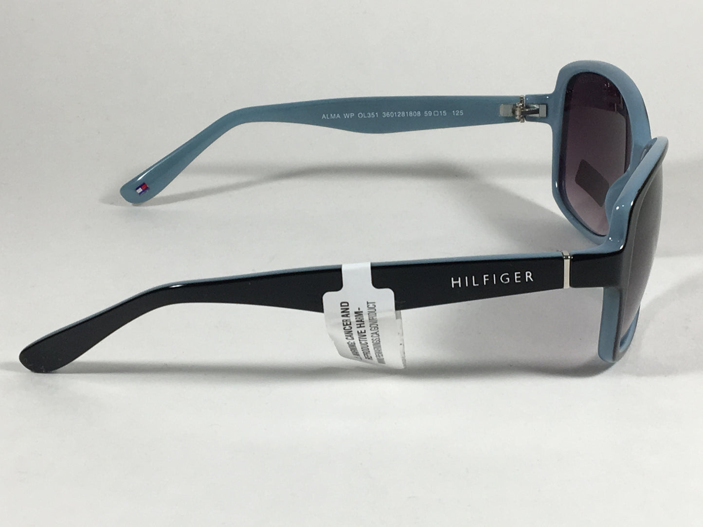 Tommy Hilfiger Alma Sunglasses Two Tone Black Light Blue Frame Smoke Purple Gray Lens ALMA WP OL351 - Sunglasses