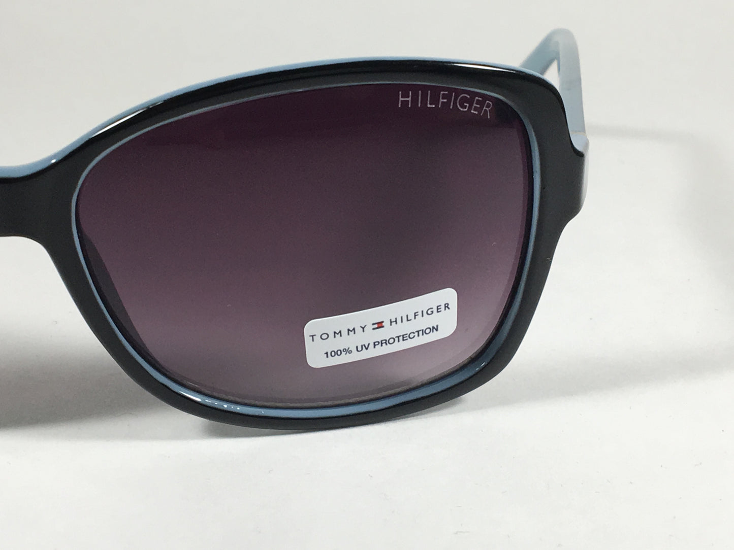 Tommy Hilfiger Alma Sunglasses Two Tone Black Light Blue Frame Smoke Purple Gray Lens ALMA WP OL351 - Sunglasses