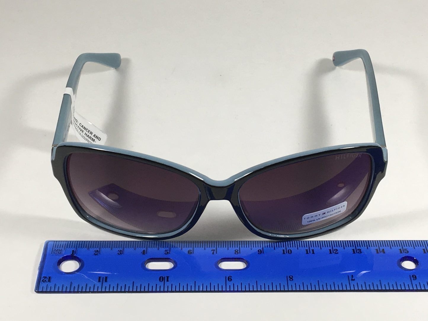 Tommy Hilfiger Alma Sunglasses Two Tone Black Light Blue Frame Smoke Purple Gray Lens ALMA WP OL351 - Sunglasses