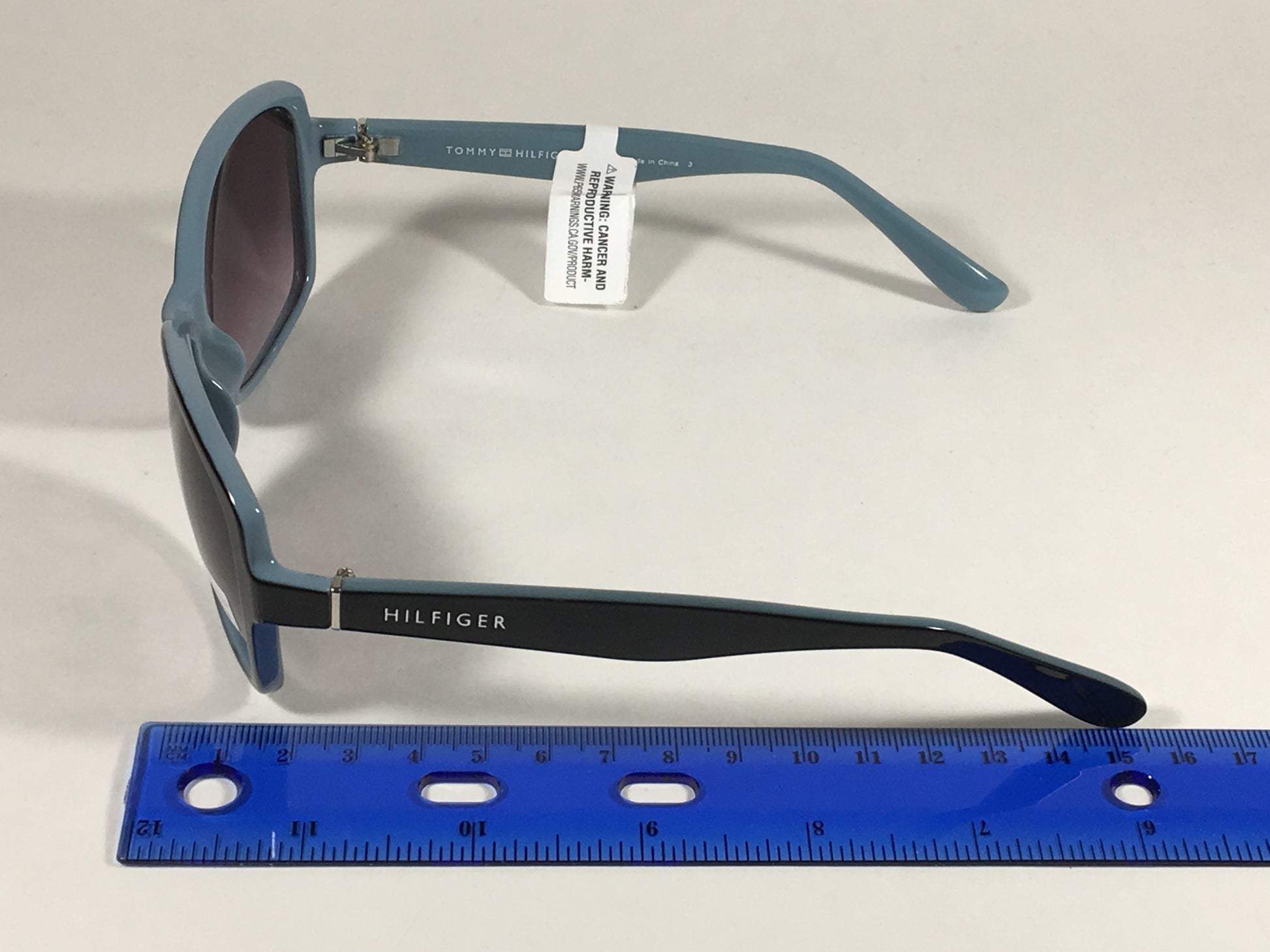 Tommy Hilfiger Alma Sunglasses Two Tone Black Light Blue Frame Smoke Purple Gray Lens ALMA WP OL351 - Sunglasses