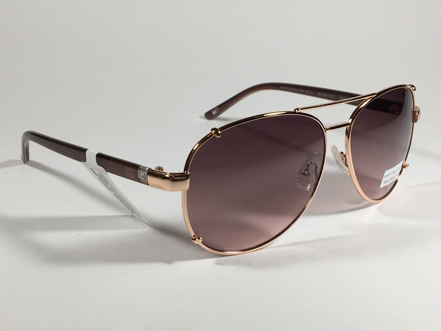 Tommy Hilfiger Bradshaw Aviator Sunglasses Rose Gold And Brown Frame Brown Gradient Lens BRADSHAW WM OL06 - Sunglasses