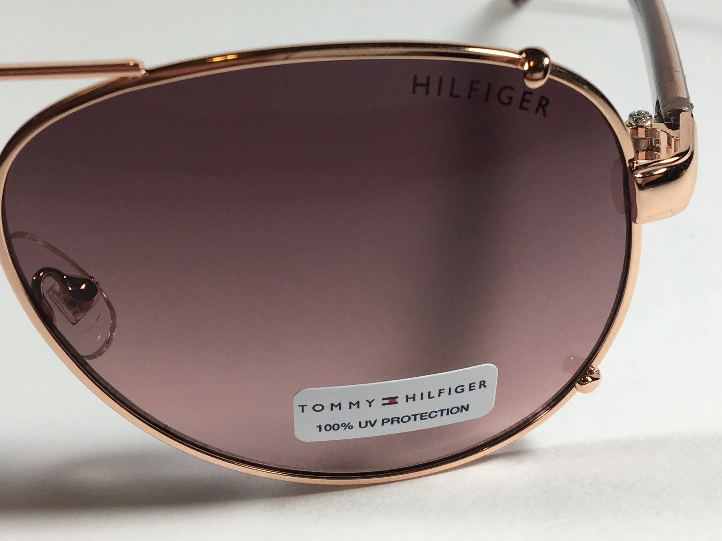 Tommy Hilfiger Bradshaw Aviator Sunglasses Rose Gold And Brown Frame Brown Gradient Lens BRADSHAW WM OL06 - Sunglasses