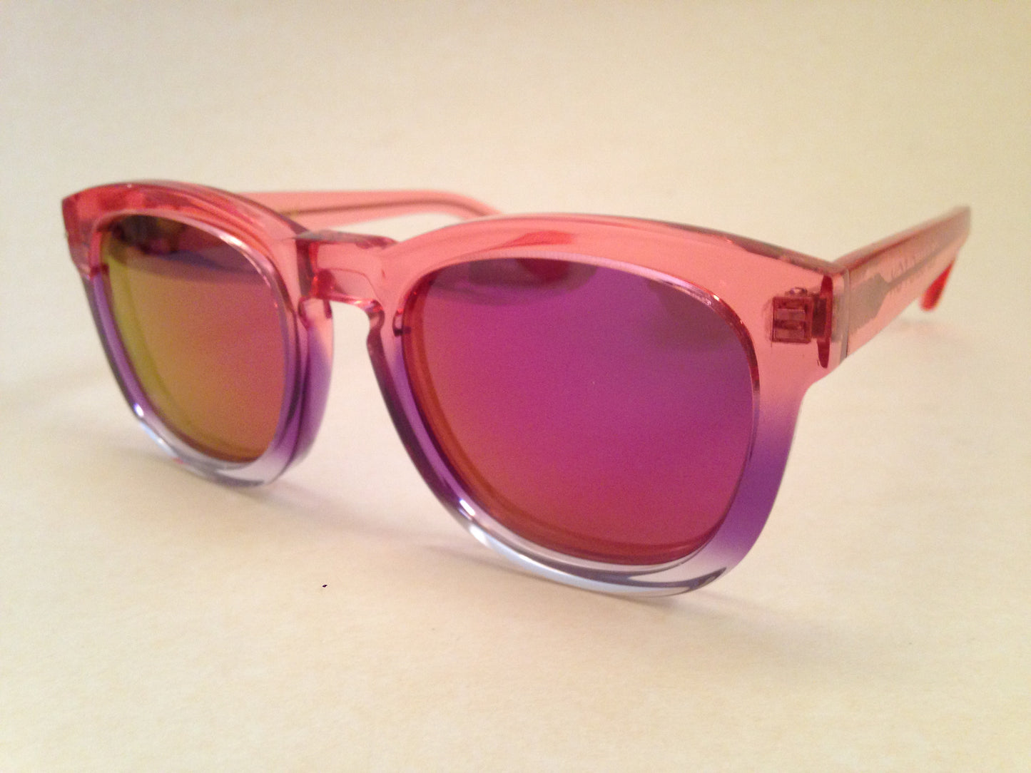 Wildfox Classic Fox Sunglasses Square Nightfall Pink Clear Frame Pink Purple Mirror Flash Lens - Sunglasses