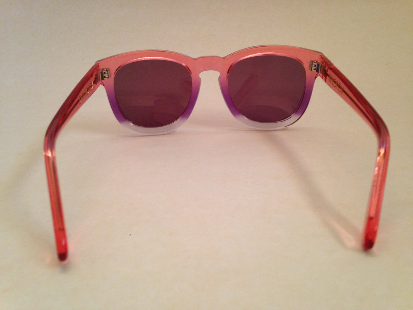 Wildfox Classic Fox Sunglasses Square Nightfall Pink Clear Frame Pink Purple Mirror Flash Lens - Sunglasses