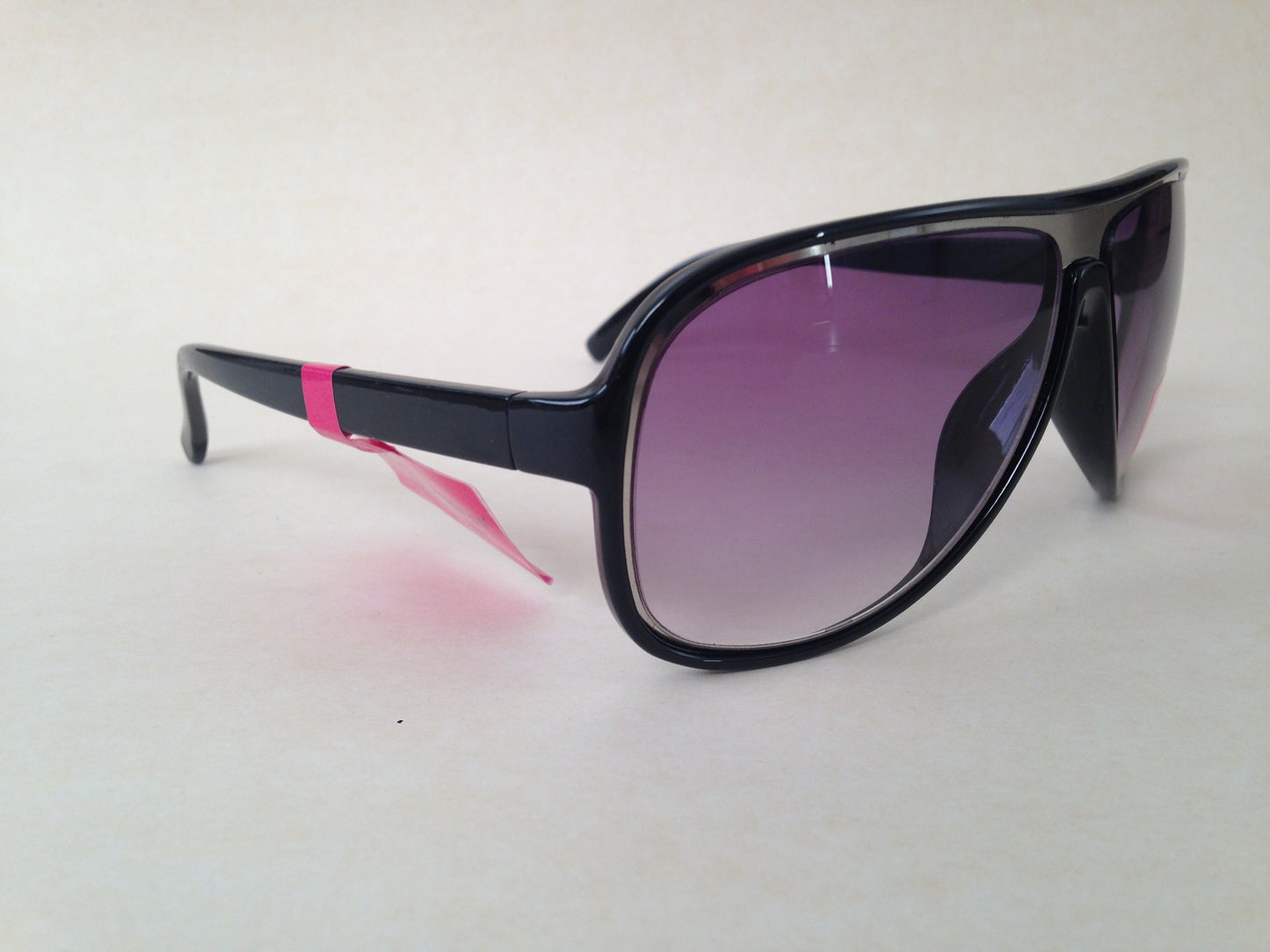 Betsey Johnson Turbo Aviator Sunglasses Black Silver Light Purple Gray Gradient Lens - Sunglasses