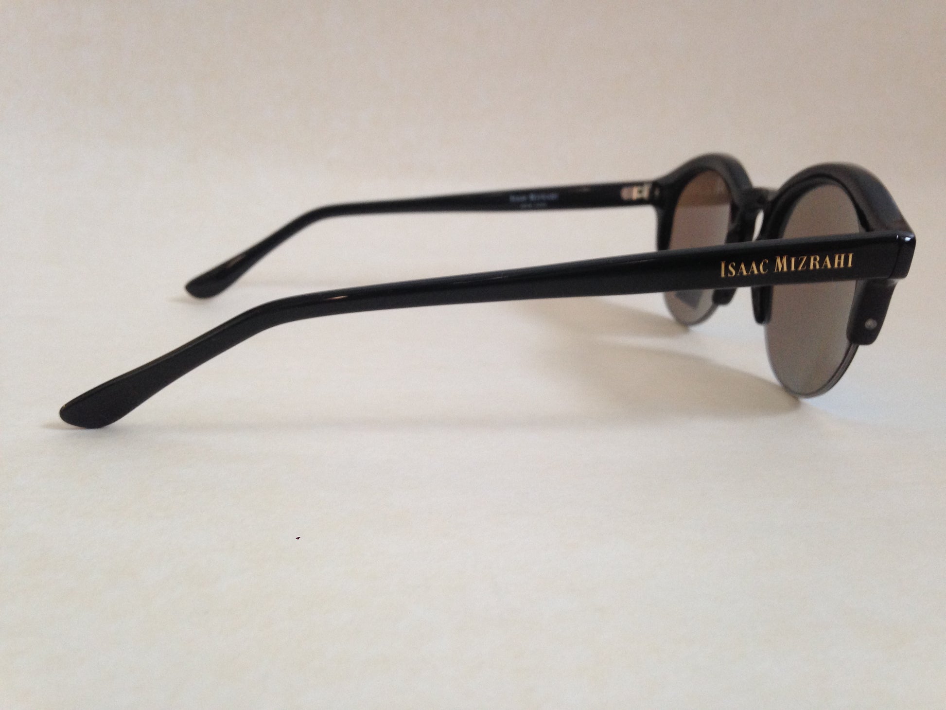 Isaac Mizrahi Round Semi Rimless Sunglasses Midnight Black Blue Mirror Im 97 10 - Sunglasses