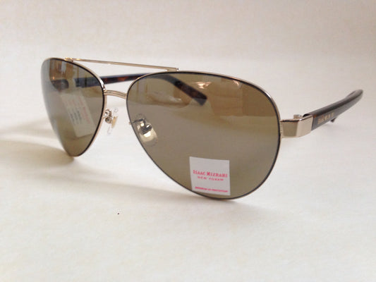 Isaac Mizrahi Im9261 Pilot Sunglasses Pale Gold Tortoise Tan Gray Lens New Aviator - Sunglasses