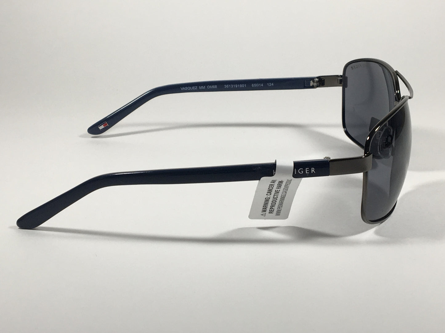 Tommy Hilfiger Vasquez Rectangle Sunglasses Gunmetal Gray Blue Navy Frame Gray Lens VASQUEZ MM OM68 - Sunglasses