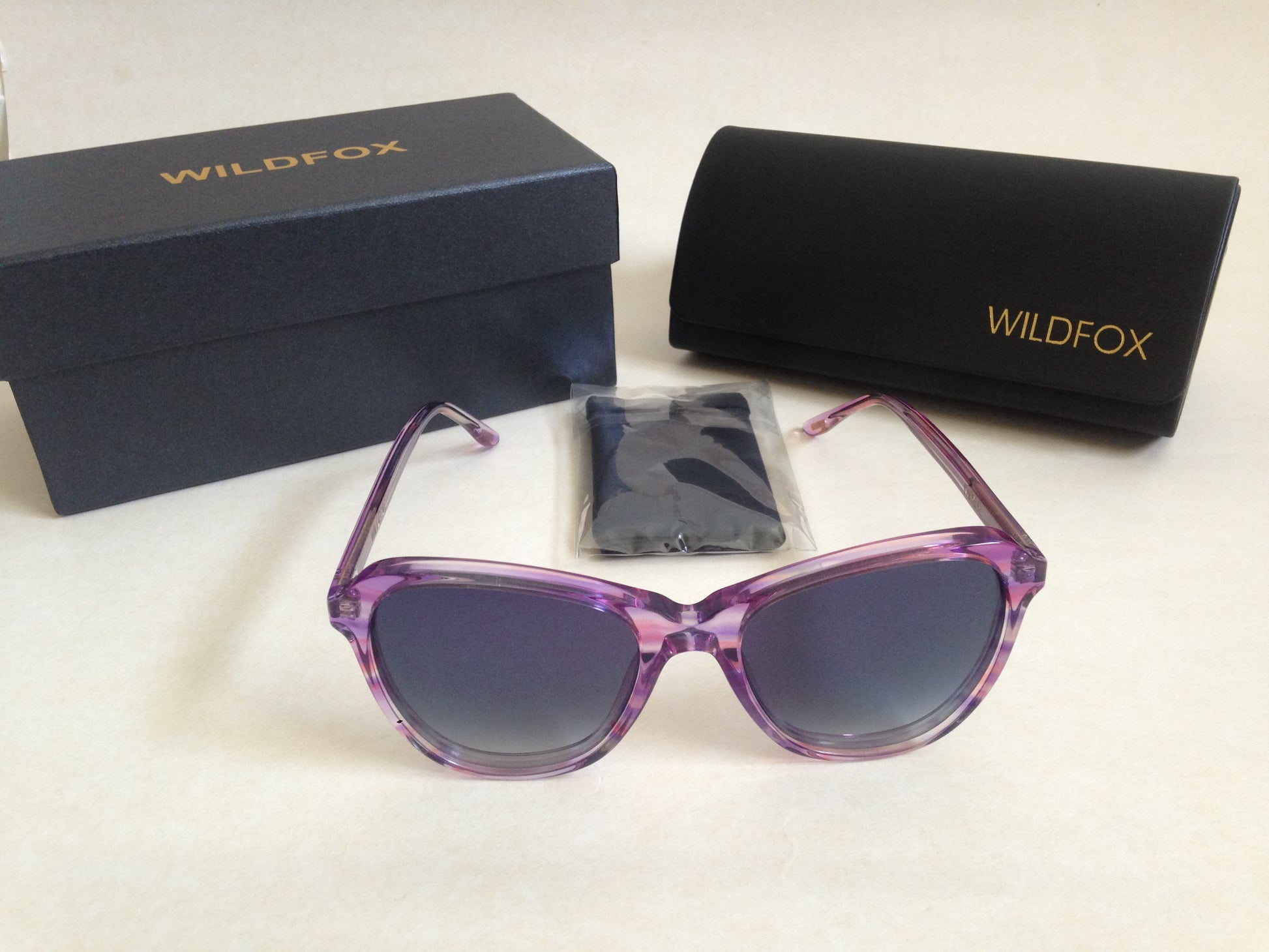 Wildfox Parker Breeze Cat Eye Sunglasses Pink Clear Frame Blue Gray Gradient Lens - Sunglasses