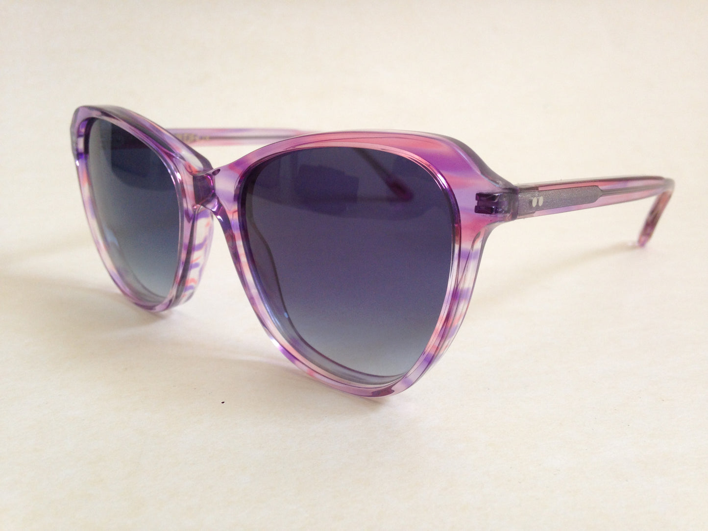 Wildfox Parker Breeze Cat Eye Sunglasses Pink Clear Frame Blue Gray Gradient Lens - Sunglasses