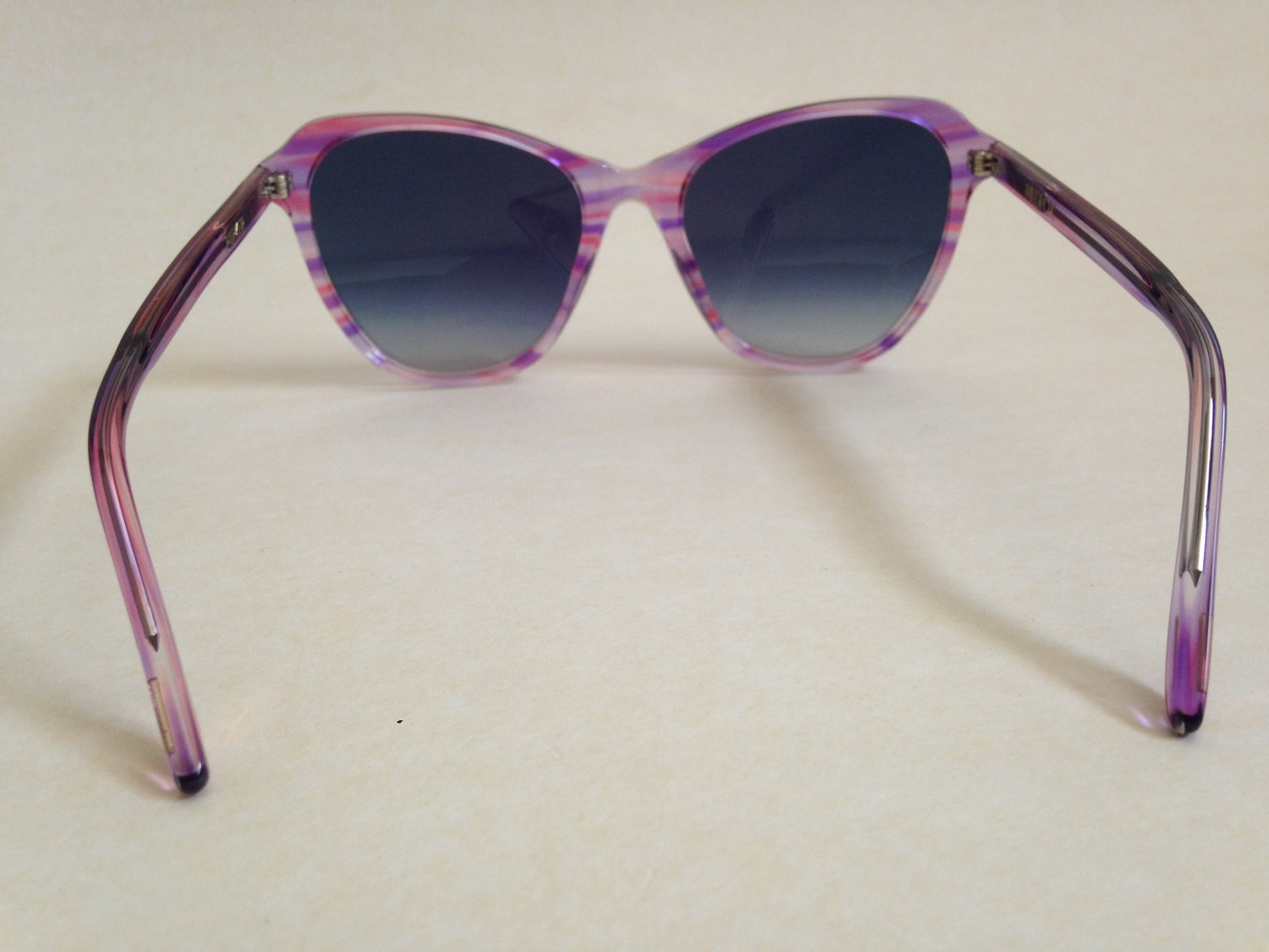 Wildfox Parker Breeze Cat Eye Sunglasses Pink Clear Frame Blue Gray Gradient Lens - Sunglasses