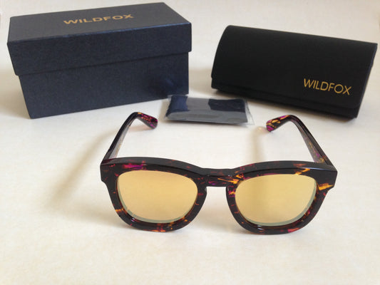 Wildfox Womens Classic Fox Deluxe Color Montage Sunglasses Square Frame Gold Mirror Lens - Sunglasses