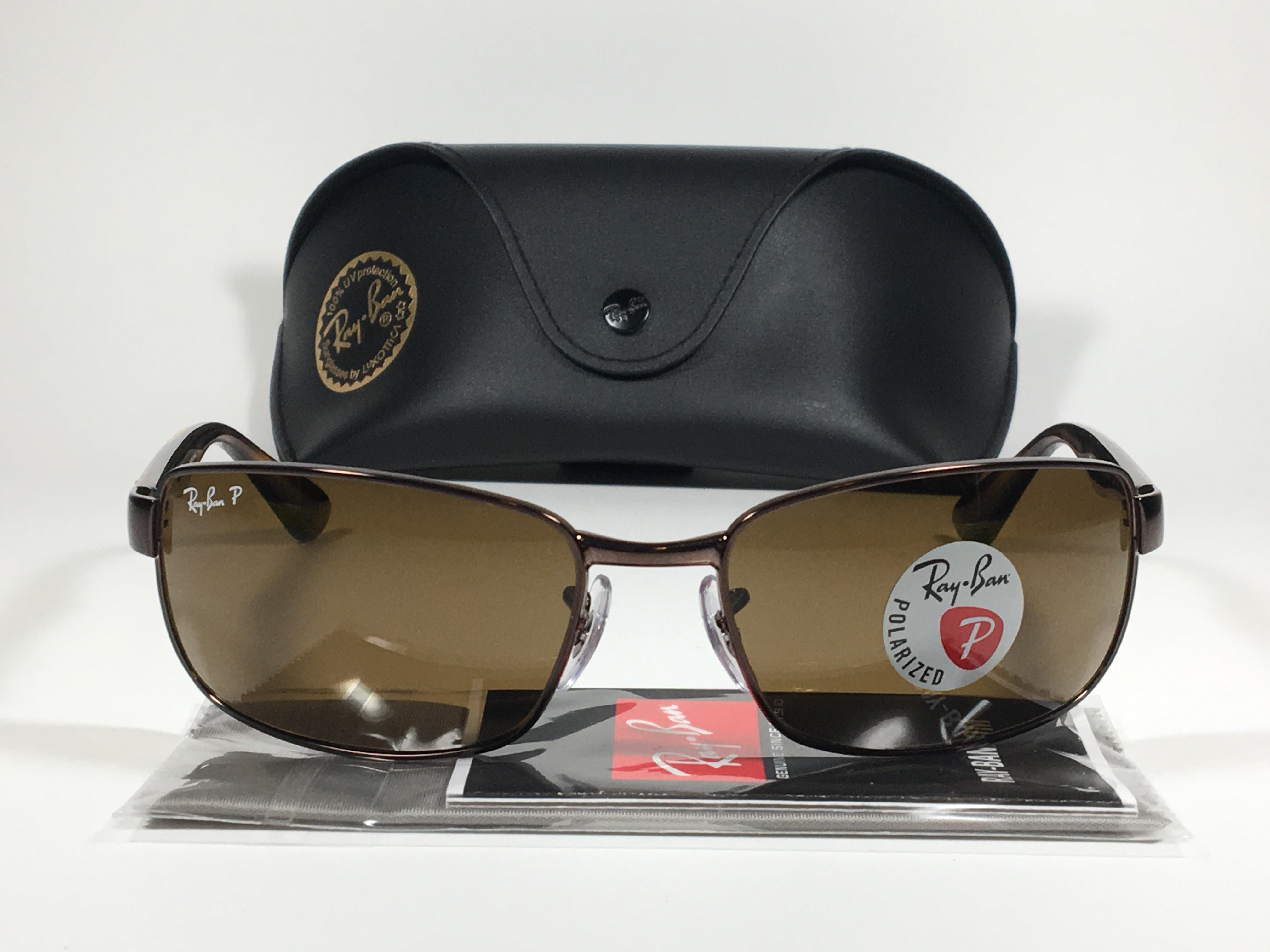 Ray-Ban Polarized Rectangle Sunglasses Brown B-15 Lens RB3478 014