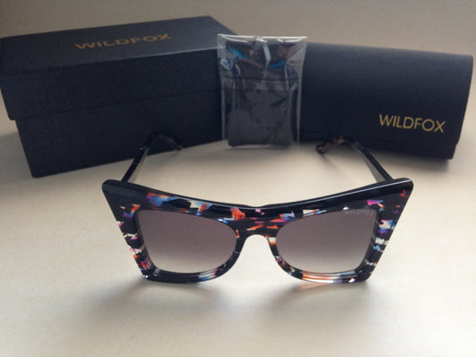 Wildfox Ivy Sunglasses Cat Eye Fireworks Explosion Molded Acetate Frame Gray Gradient Lens - Sunglasses