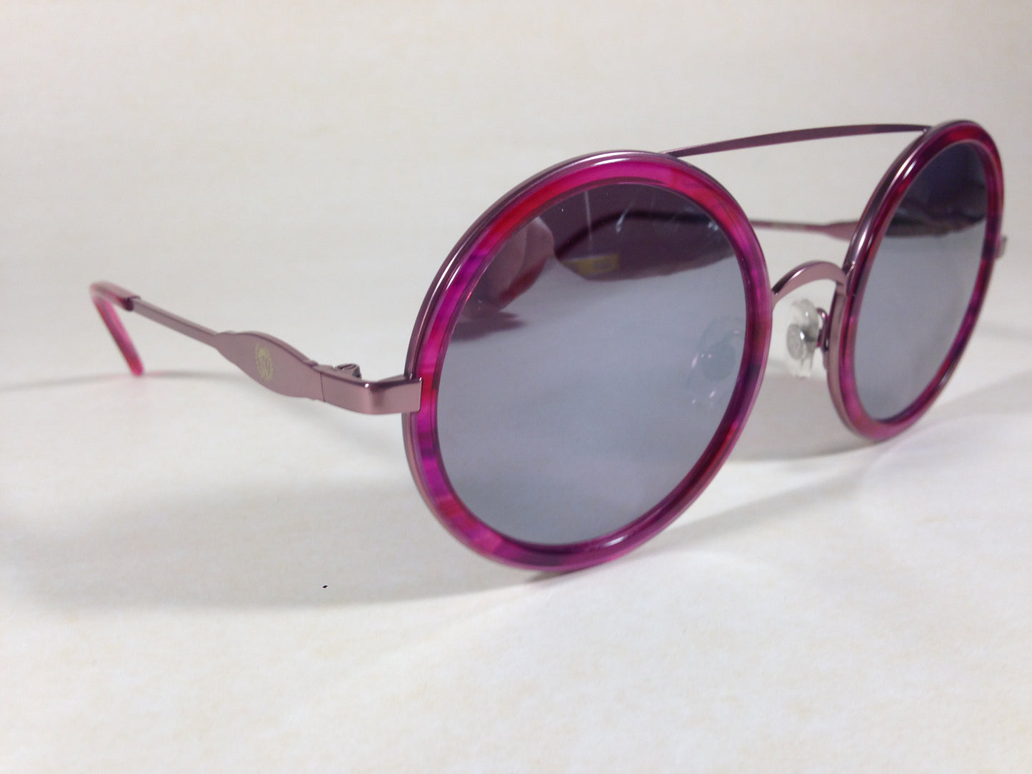 Wildfox Winona Wet Paint Sunglasses Round Pink Purple Frame Gray Mirror Lens - Sunglasses