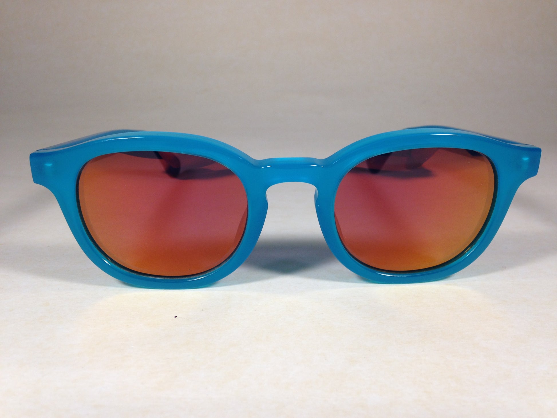 Wildfox Smart Fox Deluxe Turks Sunglasses Square Blue Frame Orange Pink Mirror Lens - Sunglasses
