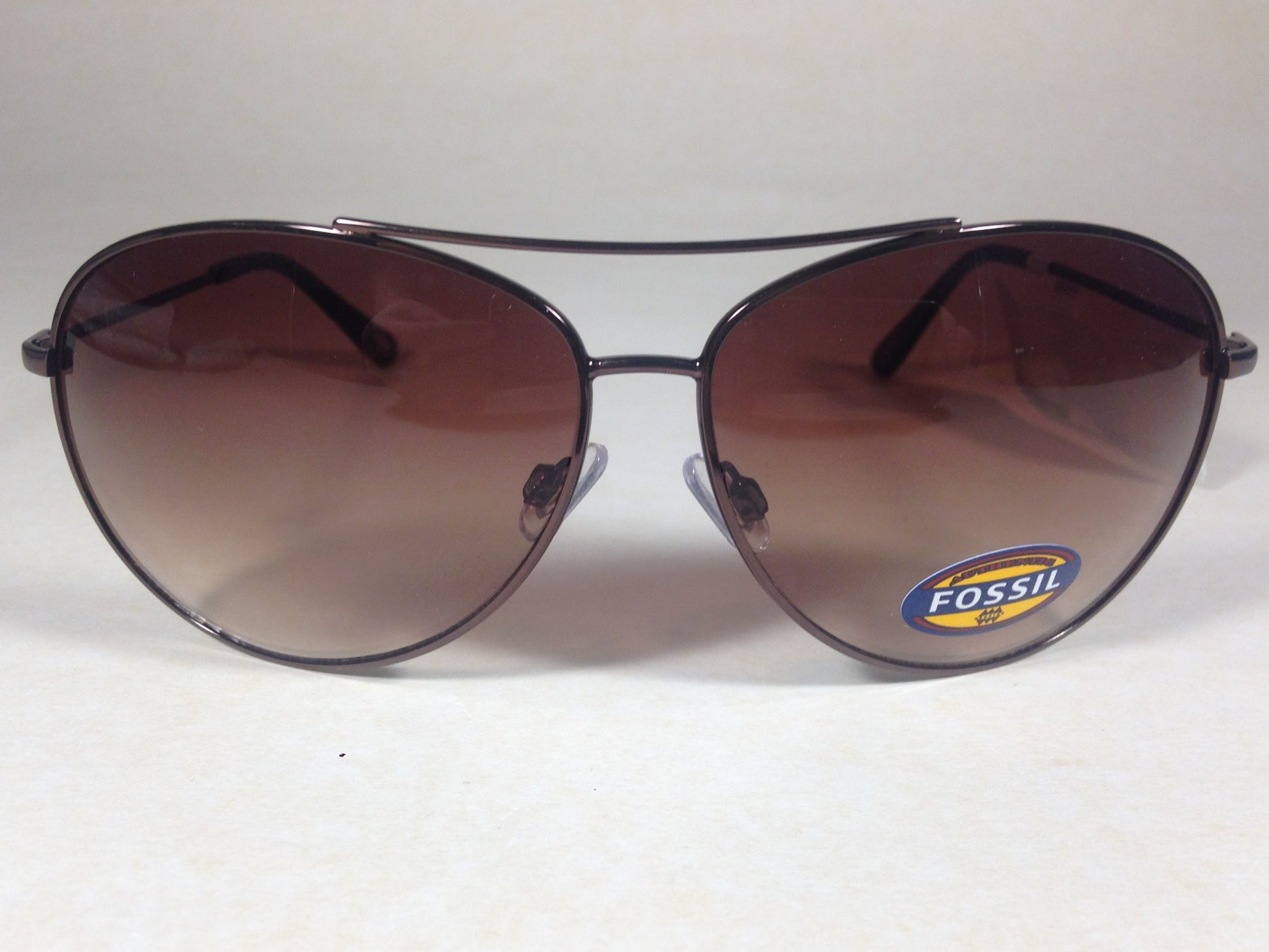 Fossil Fw11 Aviator Sunglasses Womens Large Metal Brown Frame Gradient Lens - Sunglasses