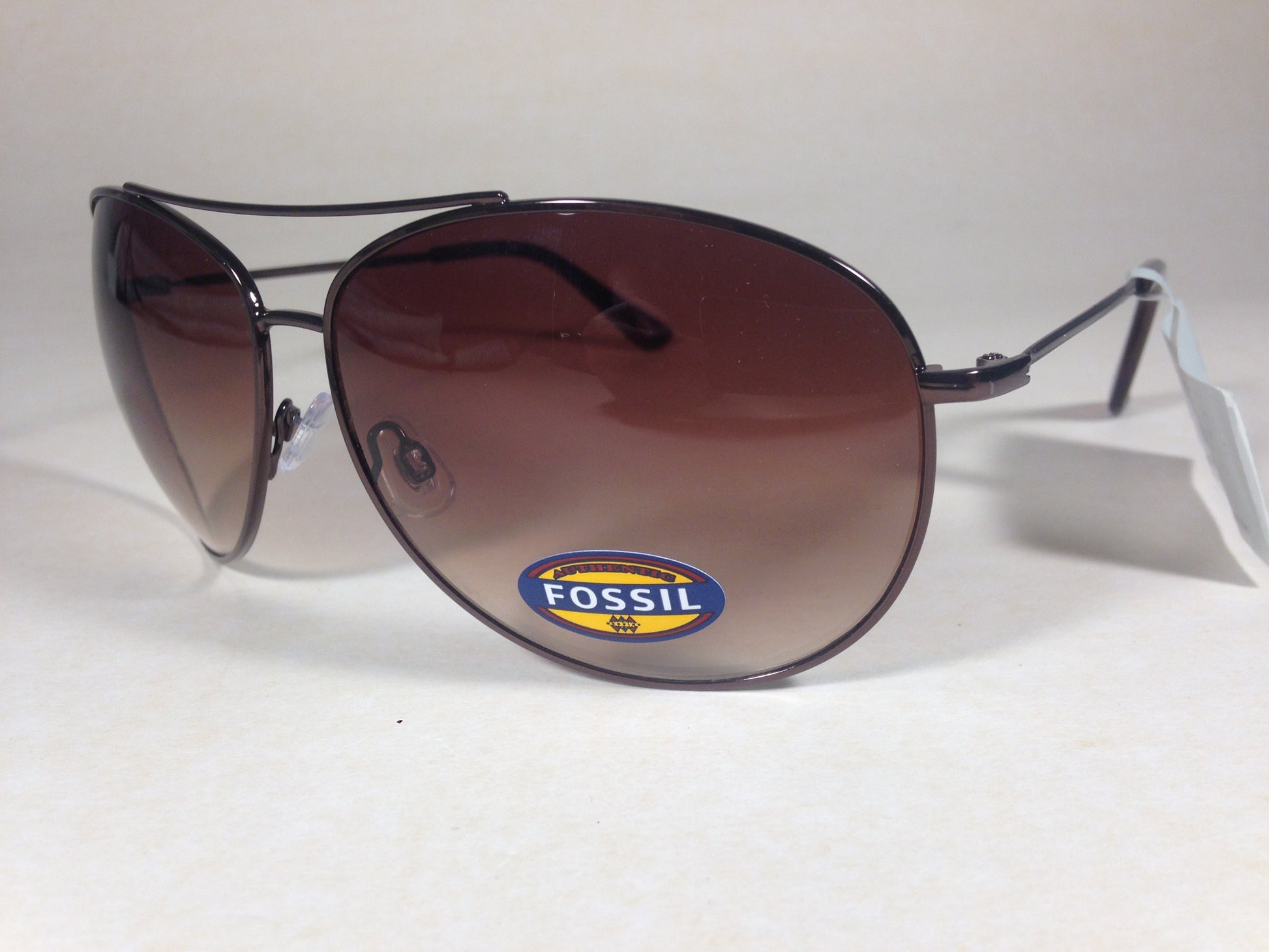 Fossil Fw11 Aviator Sunglasses Womens Large Metal Brown Frame Gradient Lens - Sunglasses