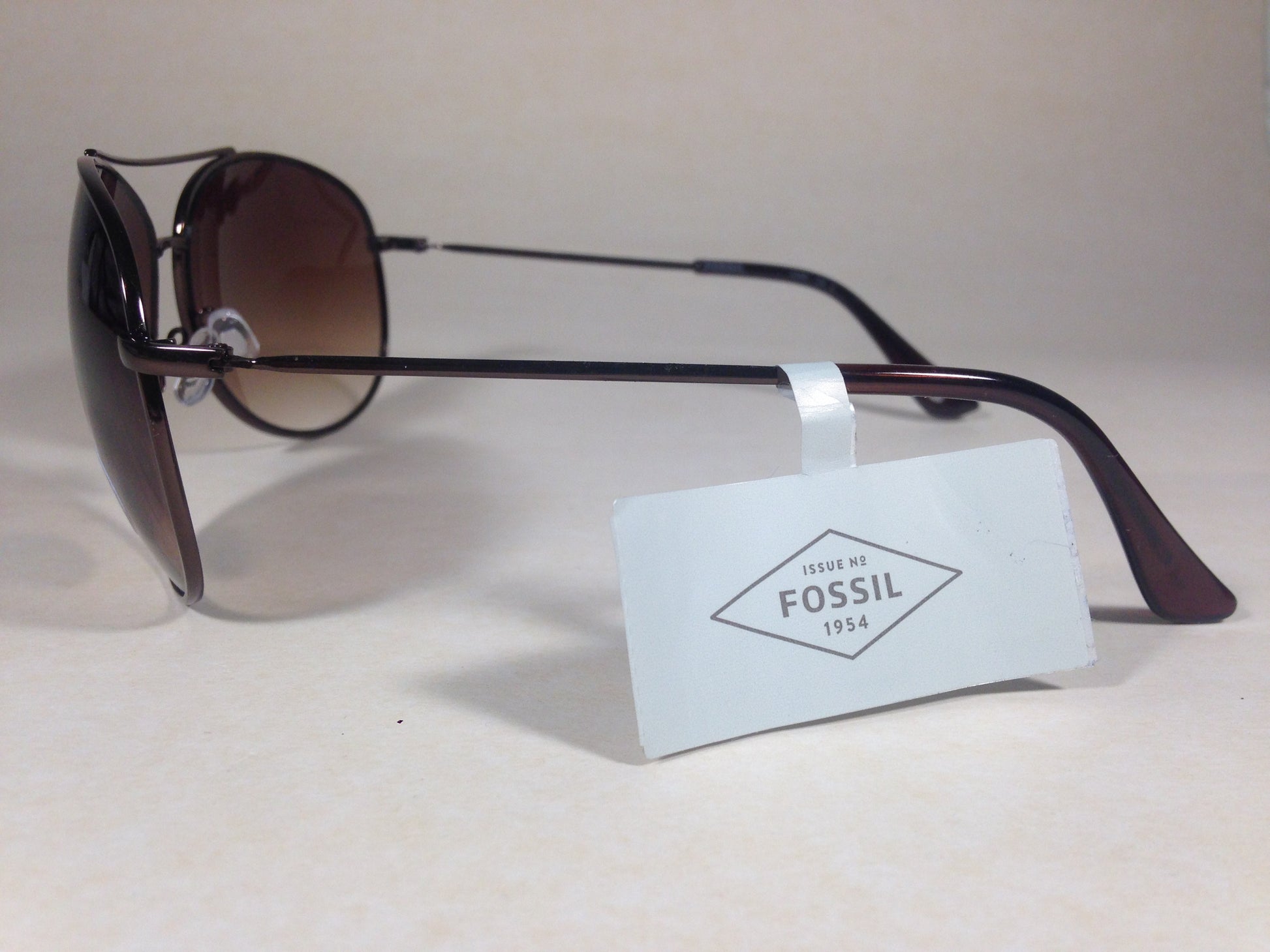 Fossil Fw11 Aviator Sunglasses Womens Large Metal Brown Frame Gradient Lens - Sunglasses