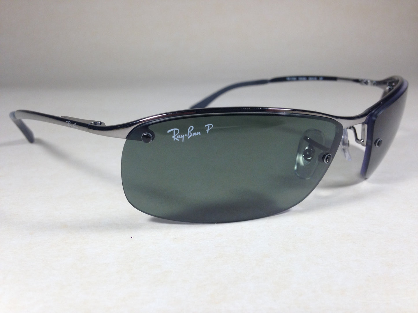 Ray-Ban Tech Polarized Rimless Sunglasses Rb3183 004/9A Silver Gunmetal Frame Gray Green Lens - Sunglasses