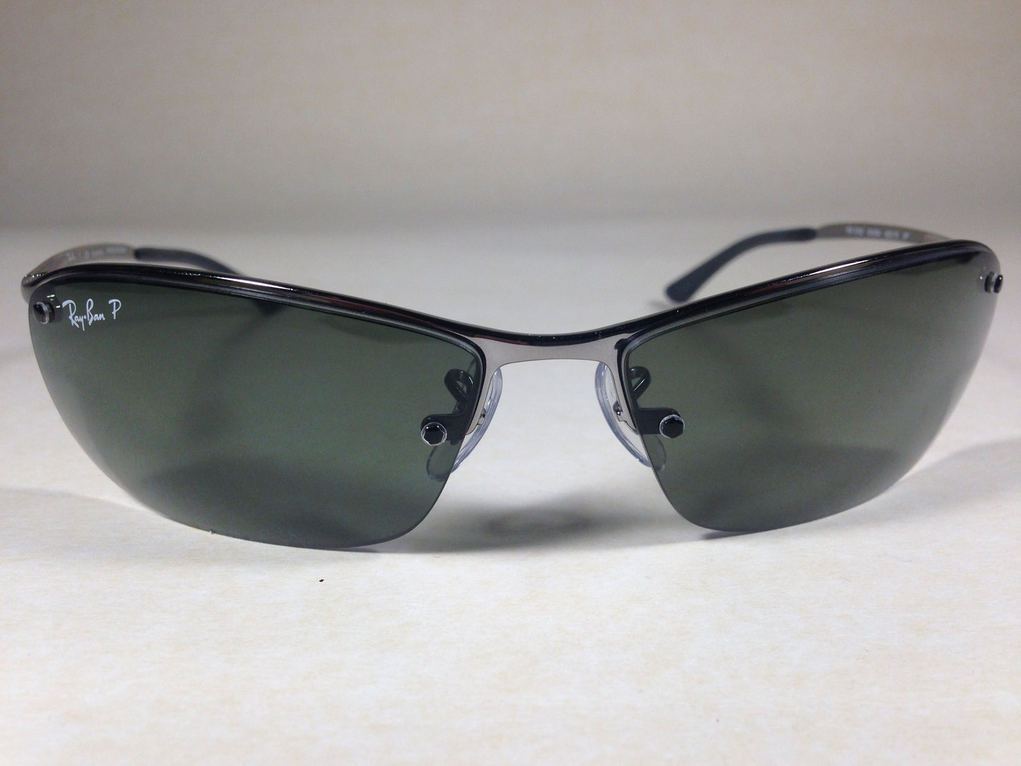 Ray-Ban Tech Polarized Rimless Sunglasses Rb3183 004/9A Silver Gunmetal Frame Gray Green Lens - Sunglasses