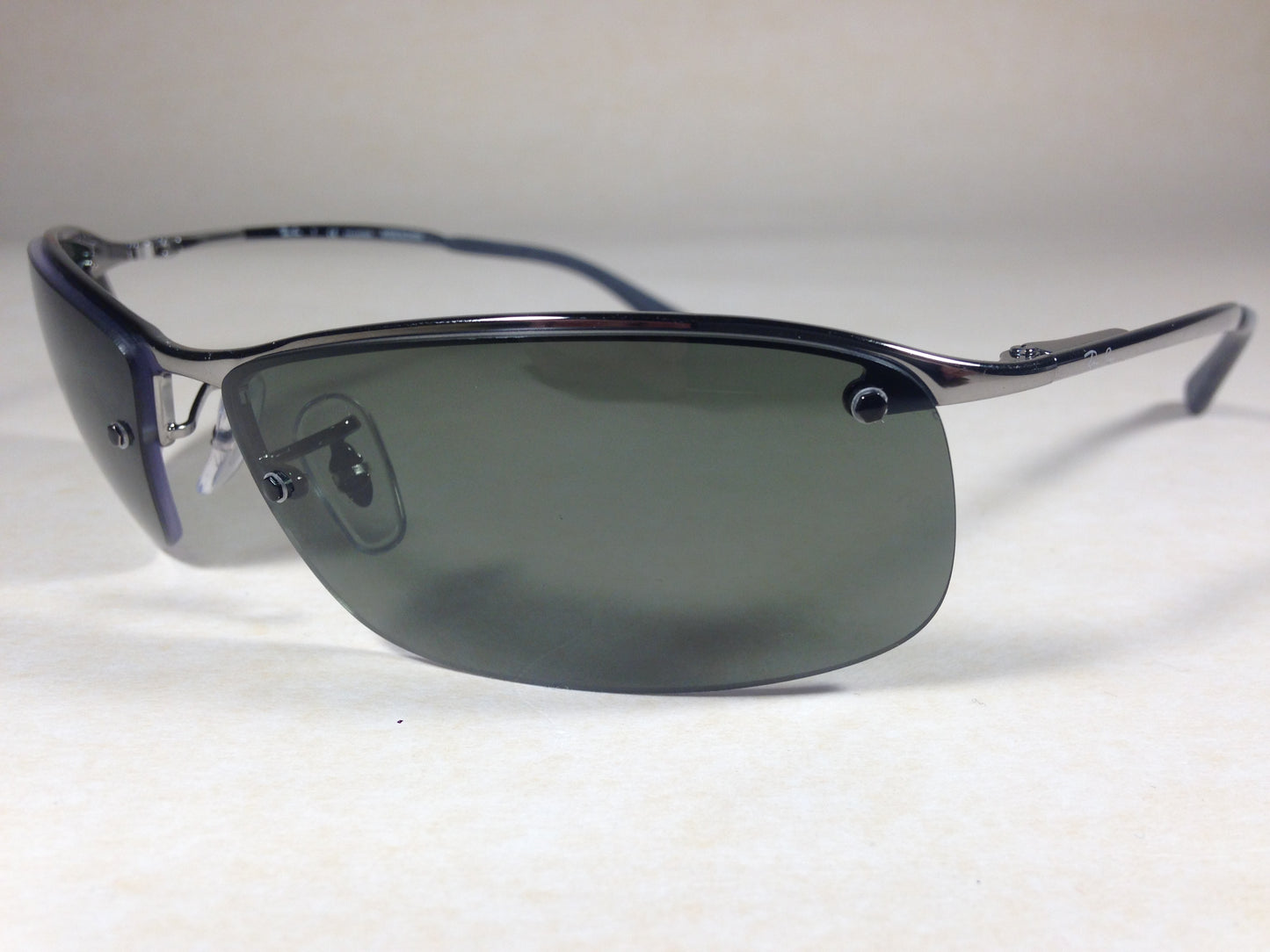 Ray-Ban Tech Polarized Rimless Sunglasses Rb3183 004/9A Silver Gunmetal Frame Gray Green Lens - Sunglasses