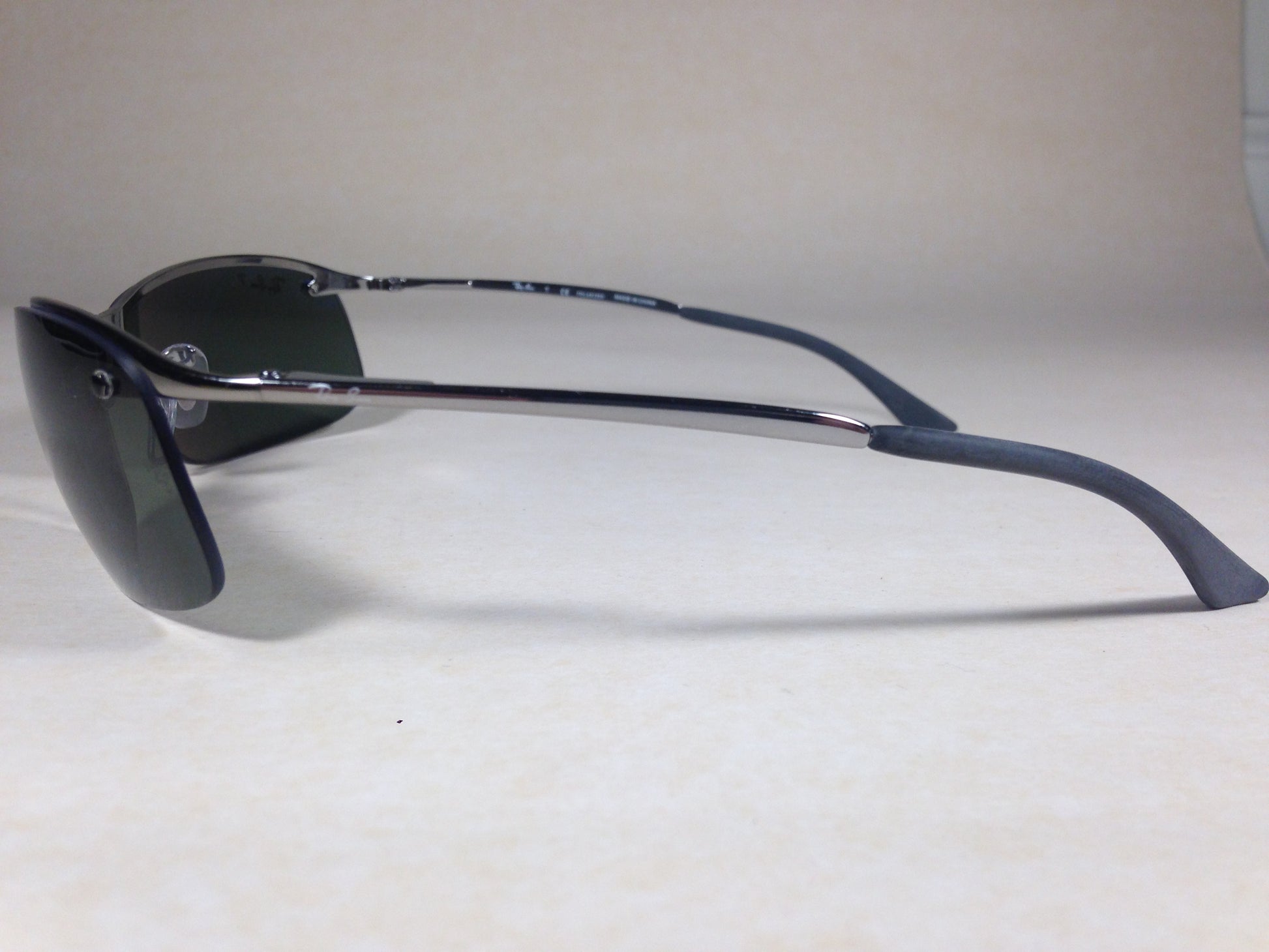 Ray-Ban Tech Polarized Rimless Sunglasses Rb3183 004/9A Silver Gunmetal Frame Gray Green Lens - Sunglasses