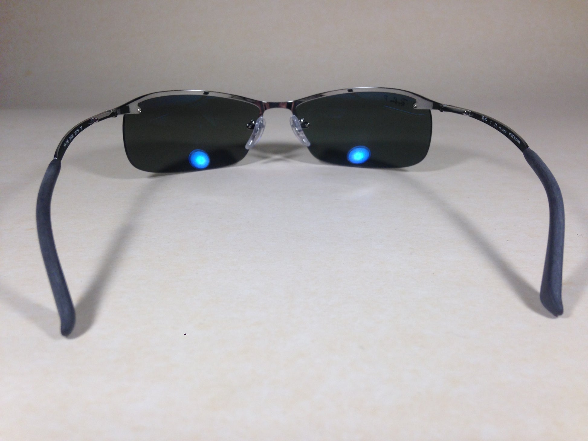 Ray-Ban Tech Polarized Rimless Sunglasses Rb3183 004/9A Silver Gunmetal Frame Gray Green Lens - Sunglasses