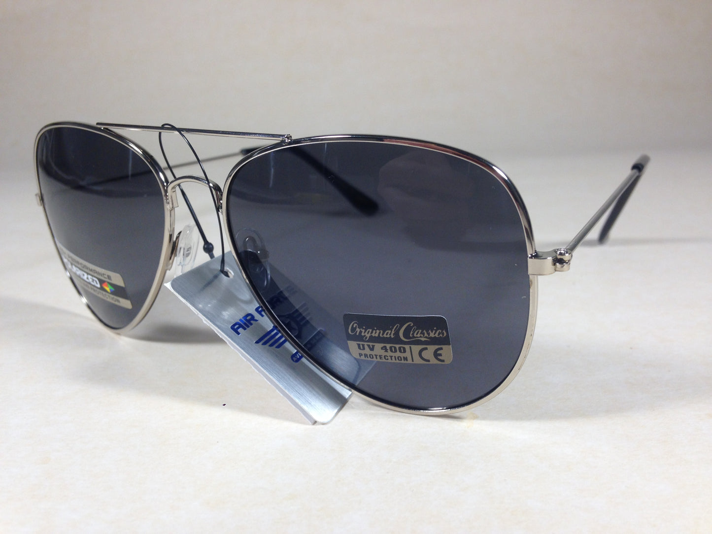 Air Force Top Ace Polarized Aviator Sunglasses Silver Gold Black Gunmetal Gray 56Mm - Sunglasses