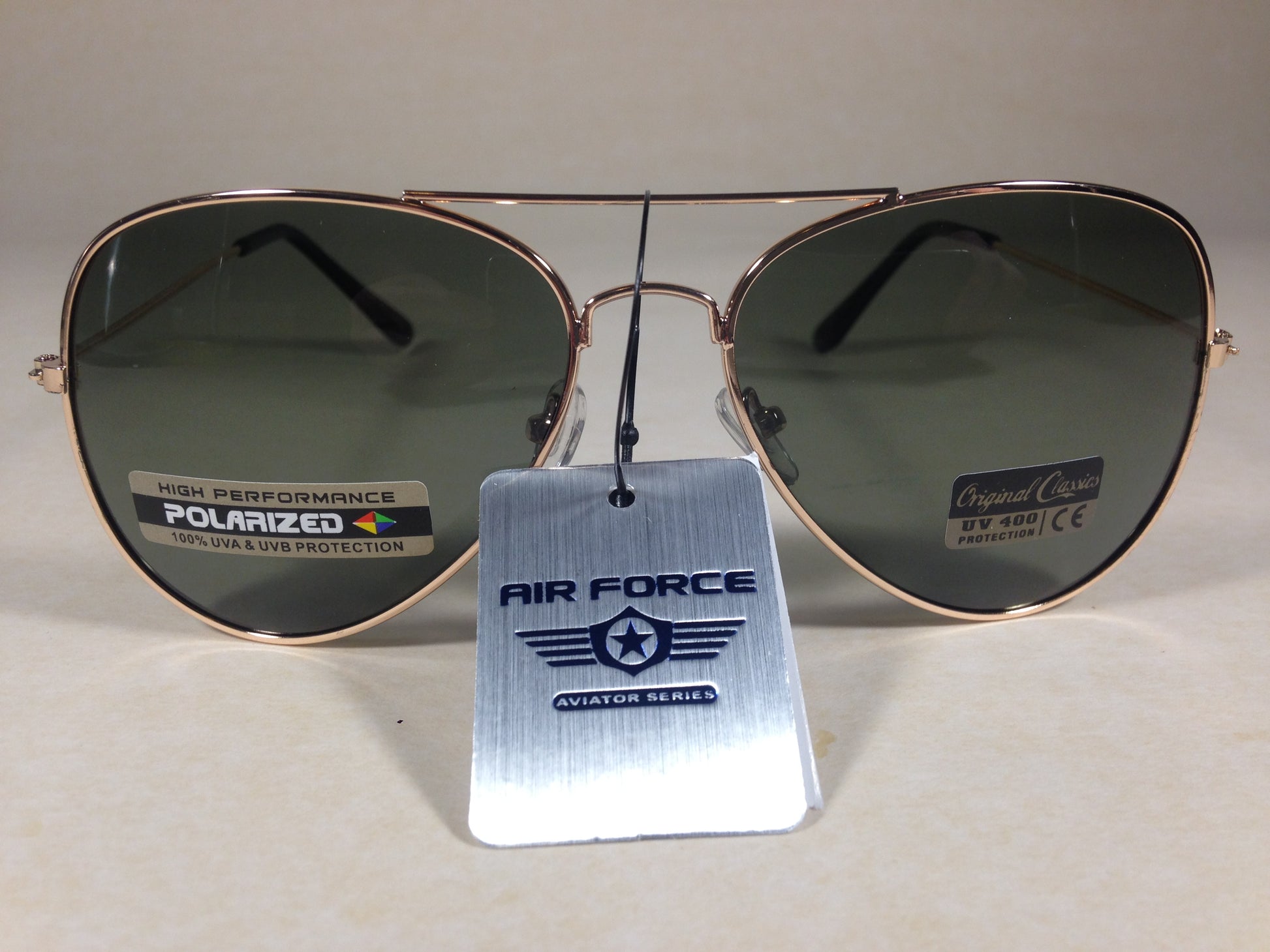 Air Force Top Ace Polarized Aviator Sunglasses Silver Gold Black Gunmetal Gray 56Mm - Sunglasses