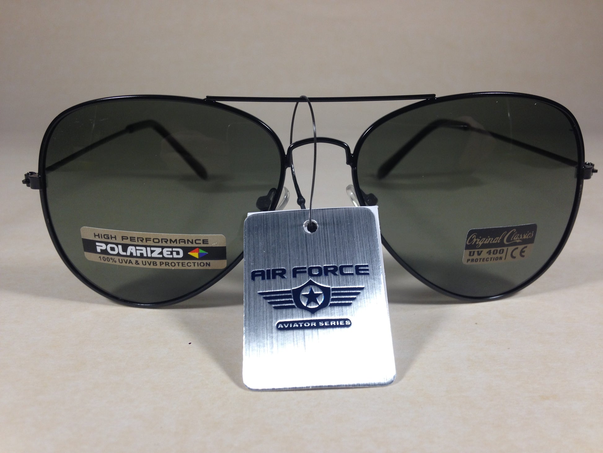 Air Force Top Ace Polarized Aviator Sunglasses Silver Gold Black Gunmetal Gray 56Mm - Sunglasses