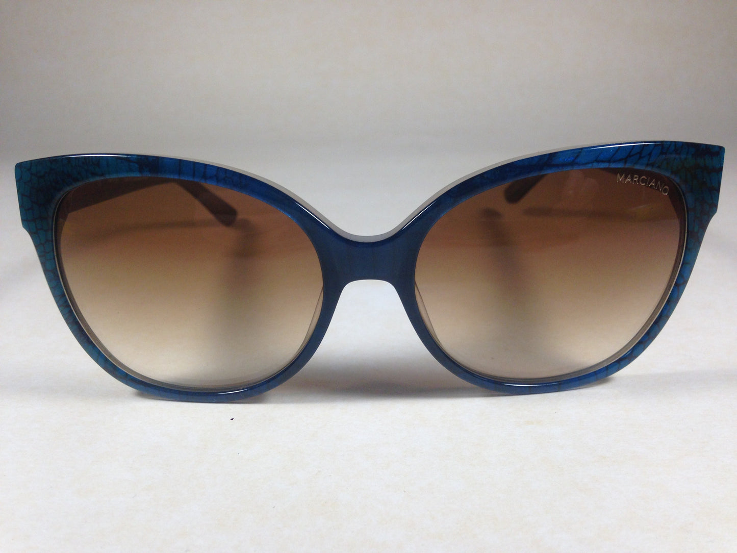 Guess By Marciano Gm727 92F Womens Cat Eye Sunglasses Blue Snake Brown Gradient Lens New - Sunglasses