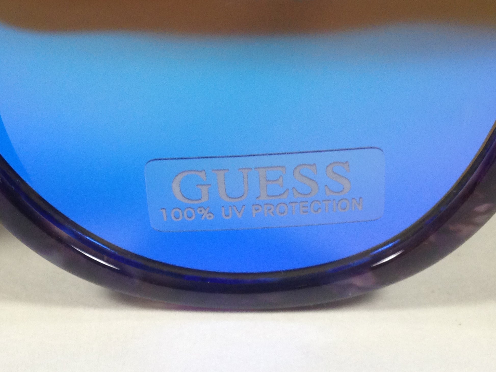 Guess Round Cat Eye Sunglasses Metal Purple Marble Blue Violet Mirror Gf030455X - Sunglasses