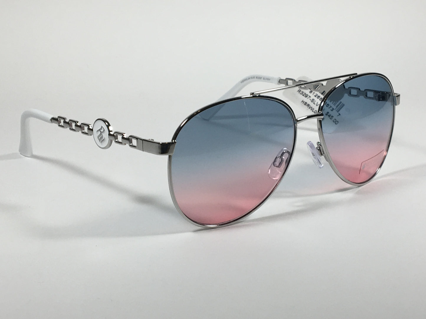 Rocawear Aviator Pilot Sunglasses Blue Pink Lens Silver White R3297 SLVWH - Sunglasses