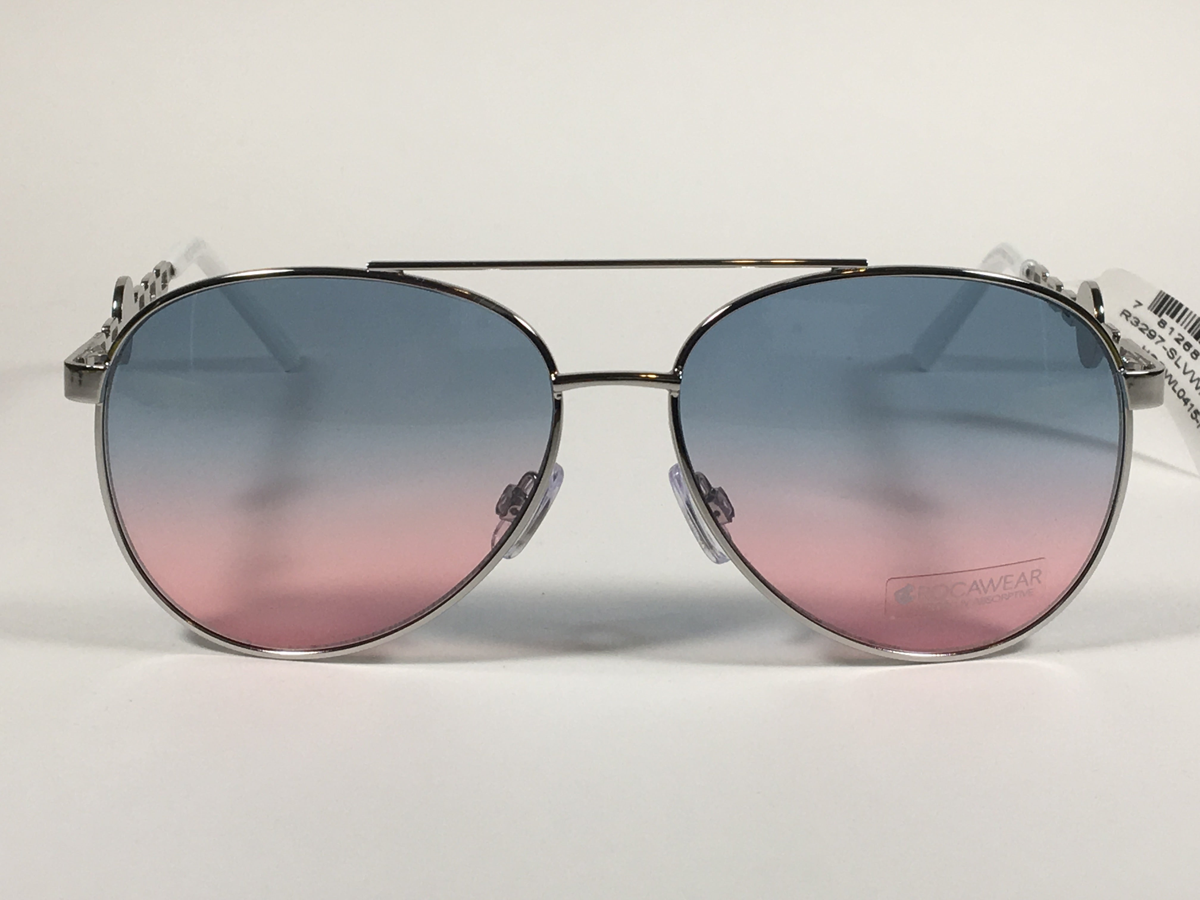 Rocawear Aviator Pilot Sunglasses Blue Pink Lens Silver White R3297 SL TheSunglassFashion