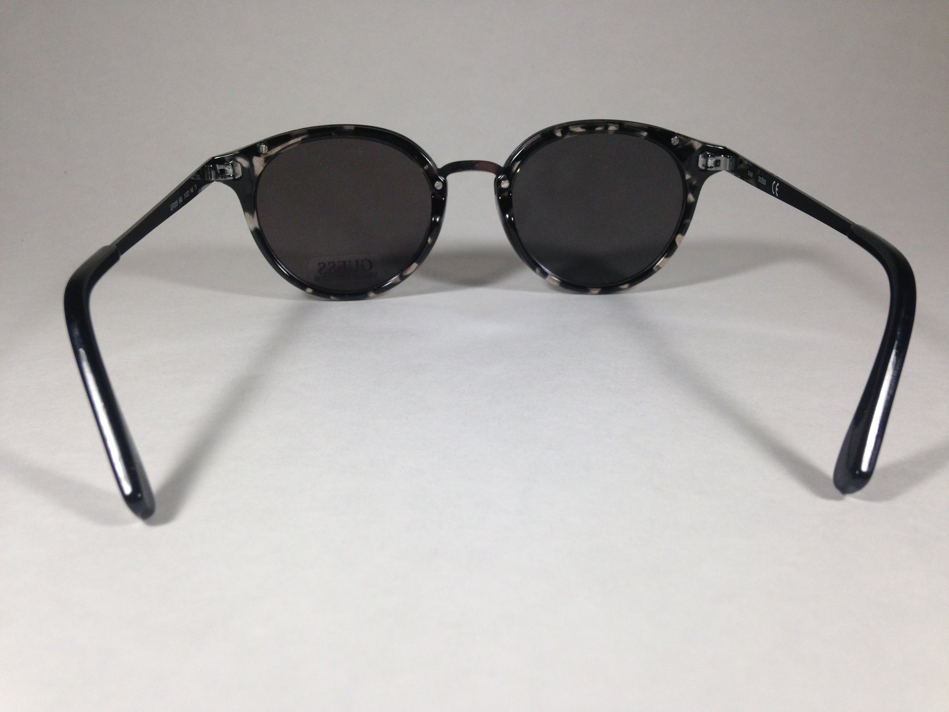 Guess Womens Round Sunglasses Gf0305 56U Clear Black Marble Silver Mirror New - Sunglasses