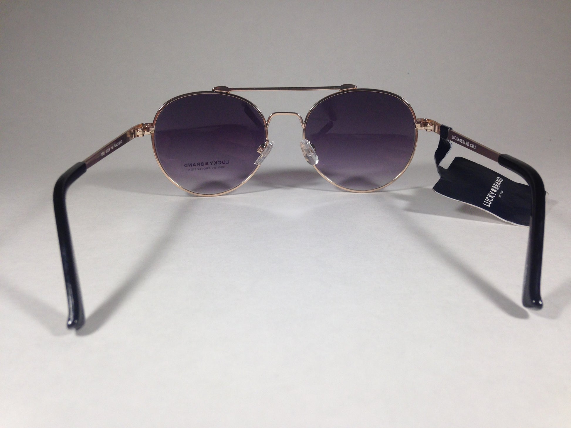 Lucky Brand Womens Round Aviator Sunglasses D926 Gold Black Gray Gradient Lens - Sunglasses