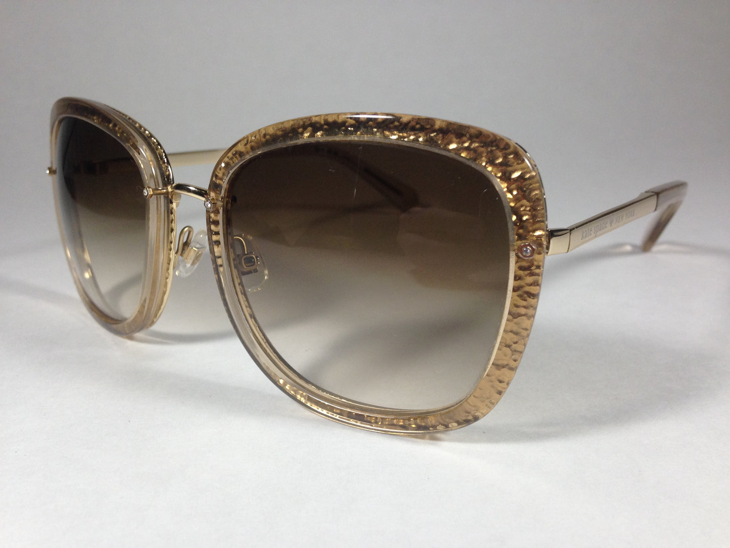 Kate Spade Womens Scottie 0Cw2 Cc Butterfly Sunglasses Gold Glitter Brown Gradient New - Sunglasses