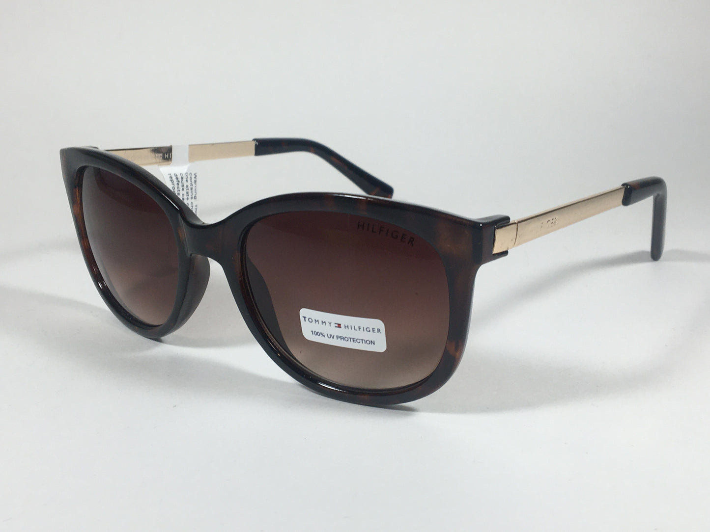 Tommy Hilfiger Olivia Square Sunglasses Brown Tortoise and Gold Frame Brown Lens OLIVIA WP OL269 - Sunglasses