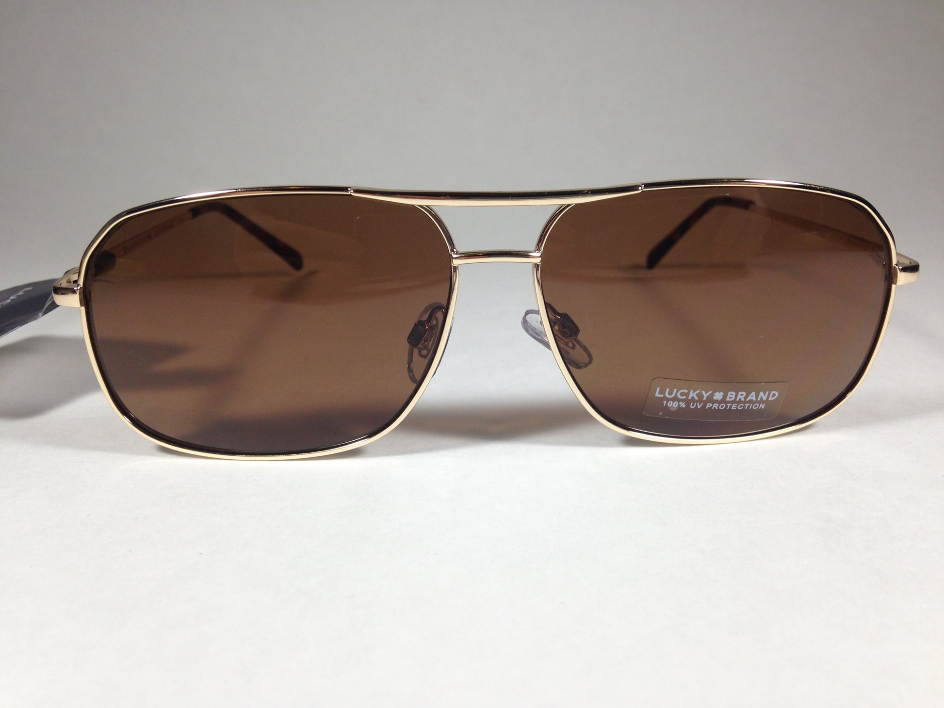 Lucky Brand Mens Navigator Sunglasses D910 Rectangle Pilot Gold Brown Lens 61Mm - Sunglasses