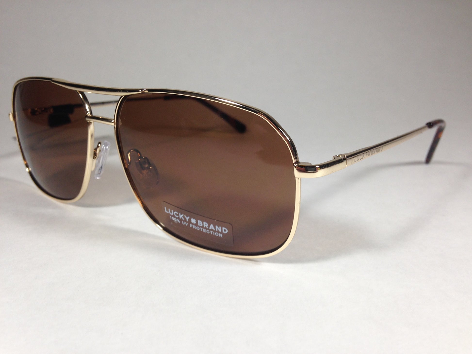 Lucky Brand Mens Navigator Sunglasses D910 Rectangle Pilot Gold Brown Lens 61Mm - Sunglasses