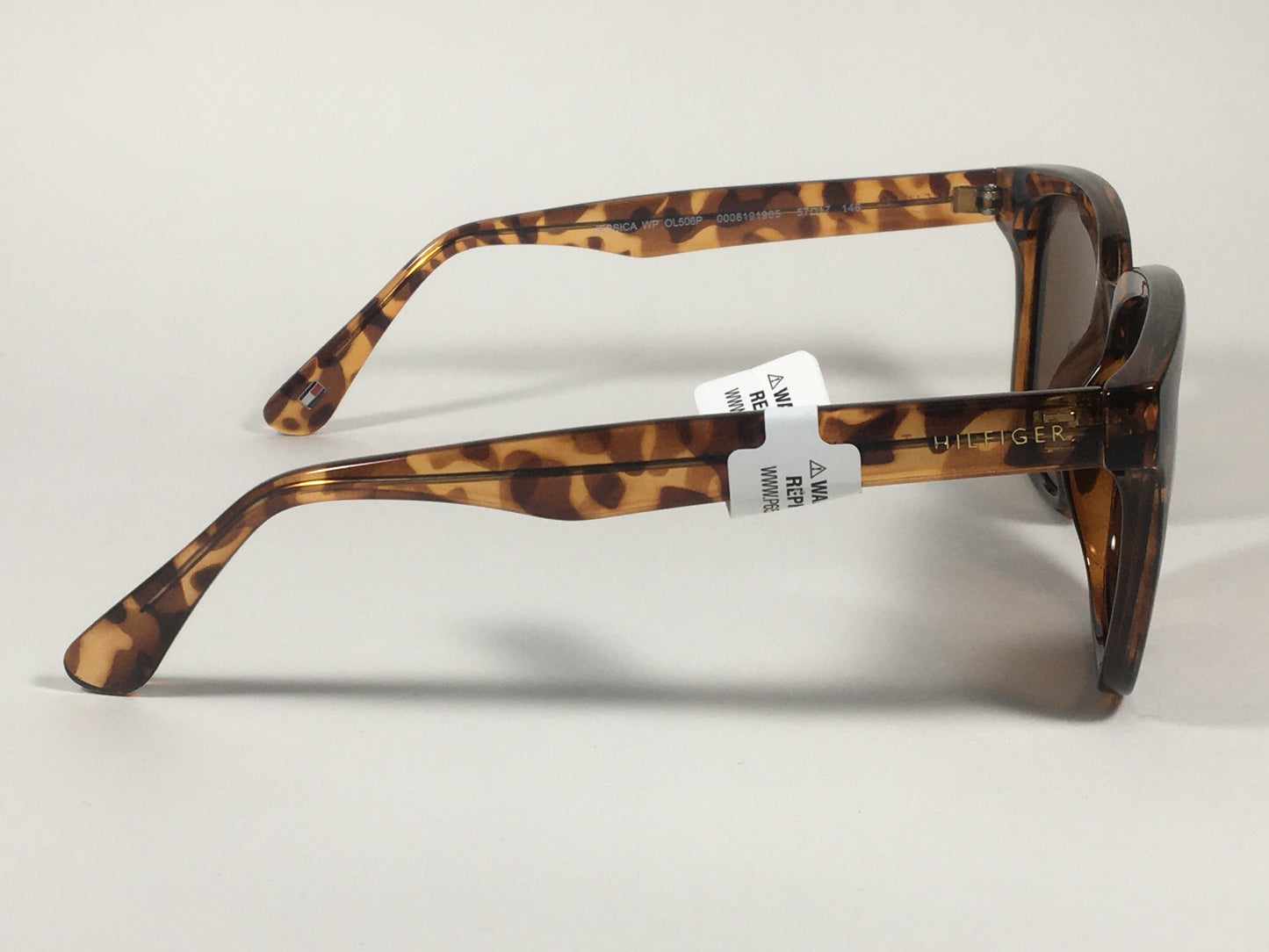 Tommy Hilfiger Polarized Jessica Square Sunglasses Brown Tortoise Frame Brown Lenses WP OL506P - Sunglasses