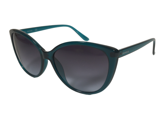 Calvin Klein Cat Eye Sunglasses CK19543S 430 Teal Green Blue With Gray Smoke Lens - Sunglasses